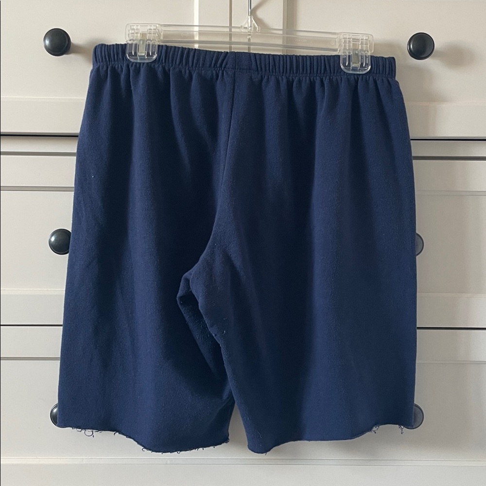PINK Victoria’s Secret Women’s Navy Blue Cozy Drawstring Shorts Raw Hemline - M - Picture 3 of 6